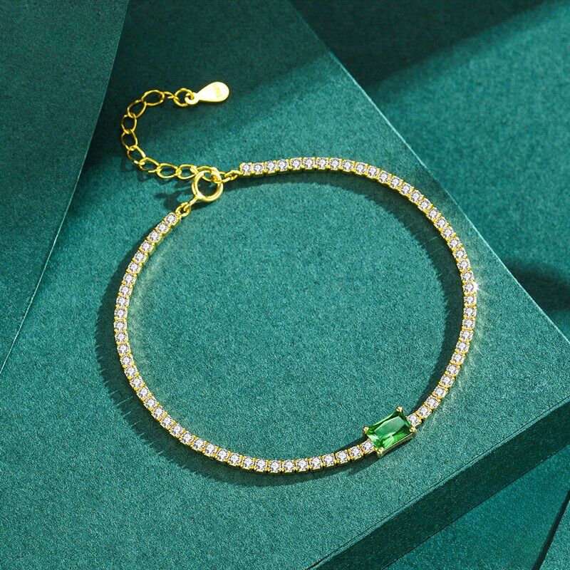 Pulseira Esmeralda Zircônias Ouro 18k