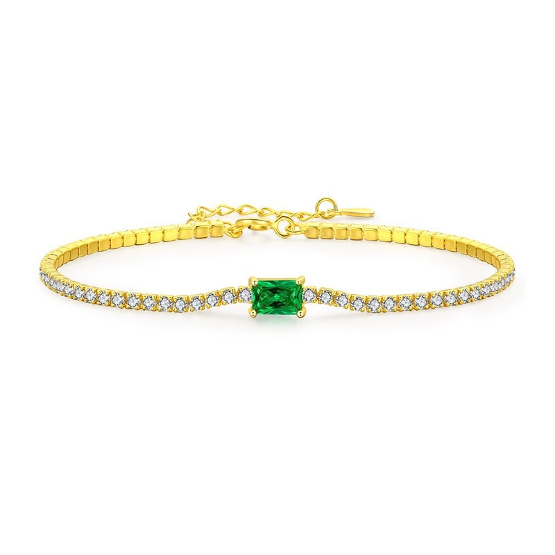 Pulseira Esmeralda Zircônias Ouro 18k