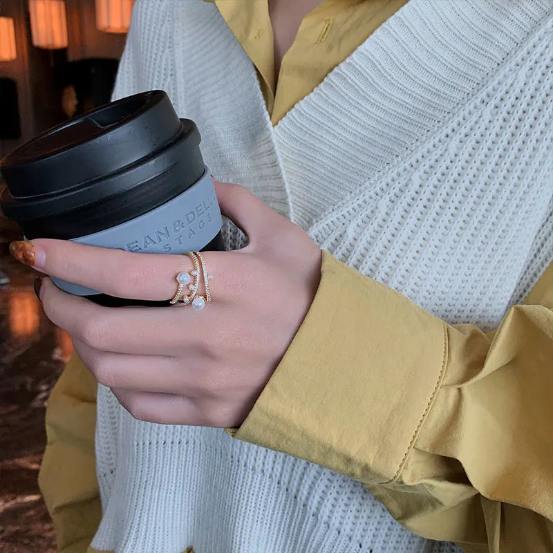 Anel Pérolas 3 Camadas