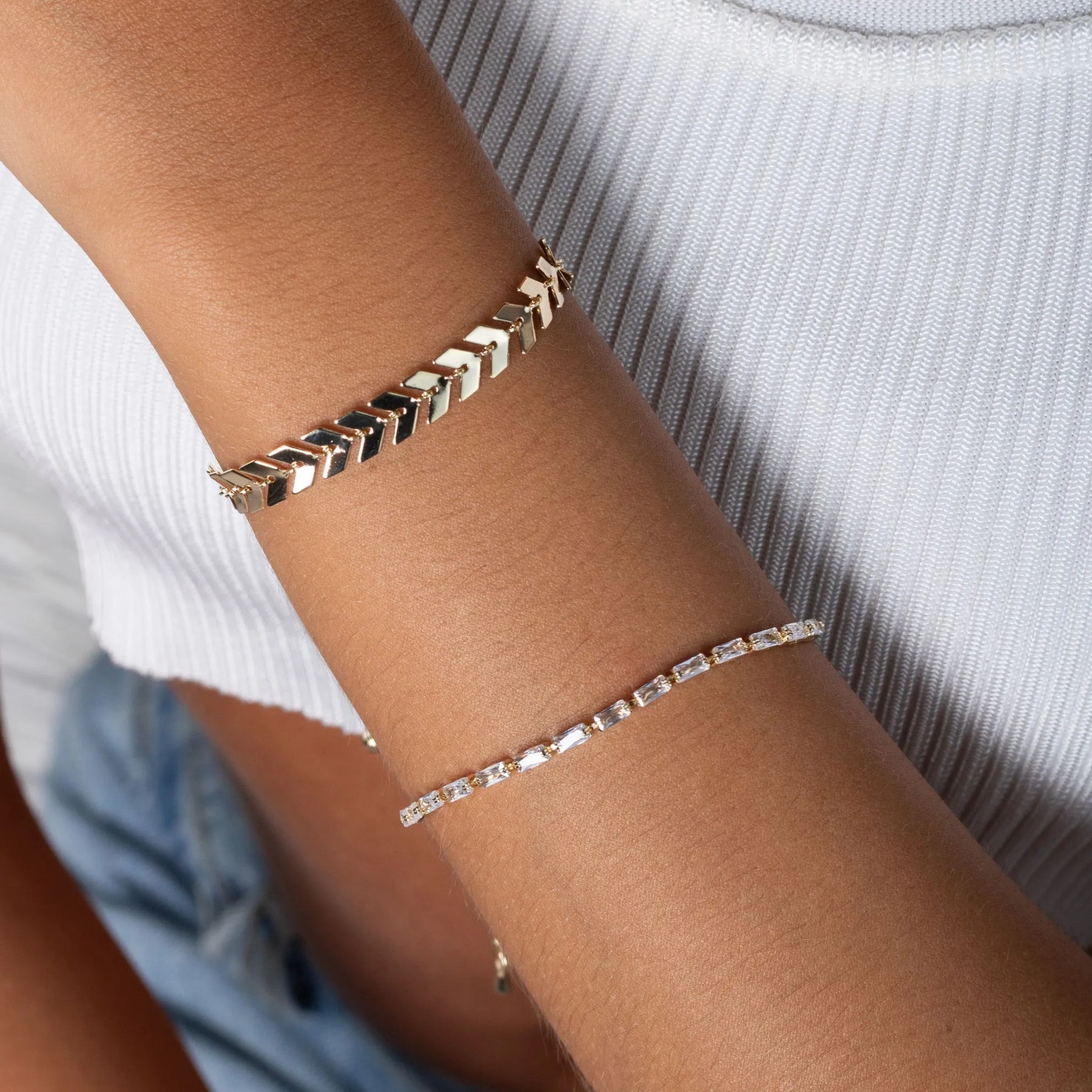 Pulseira Riviera Baguete Ouro 18k