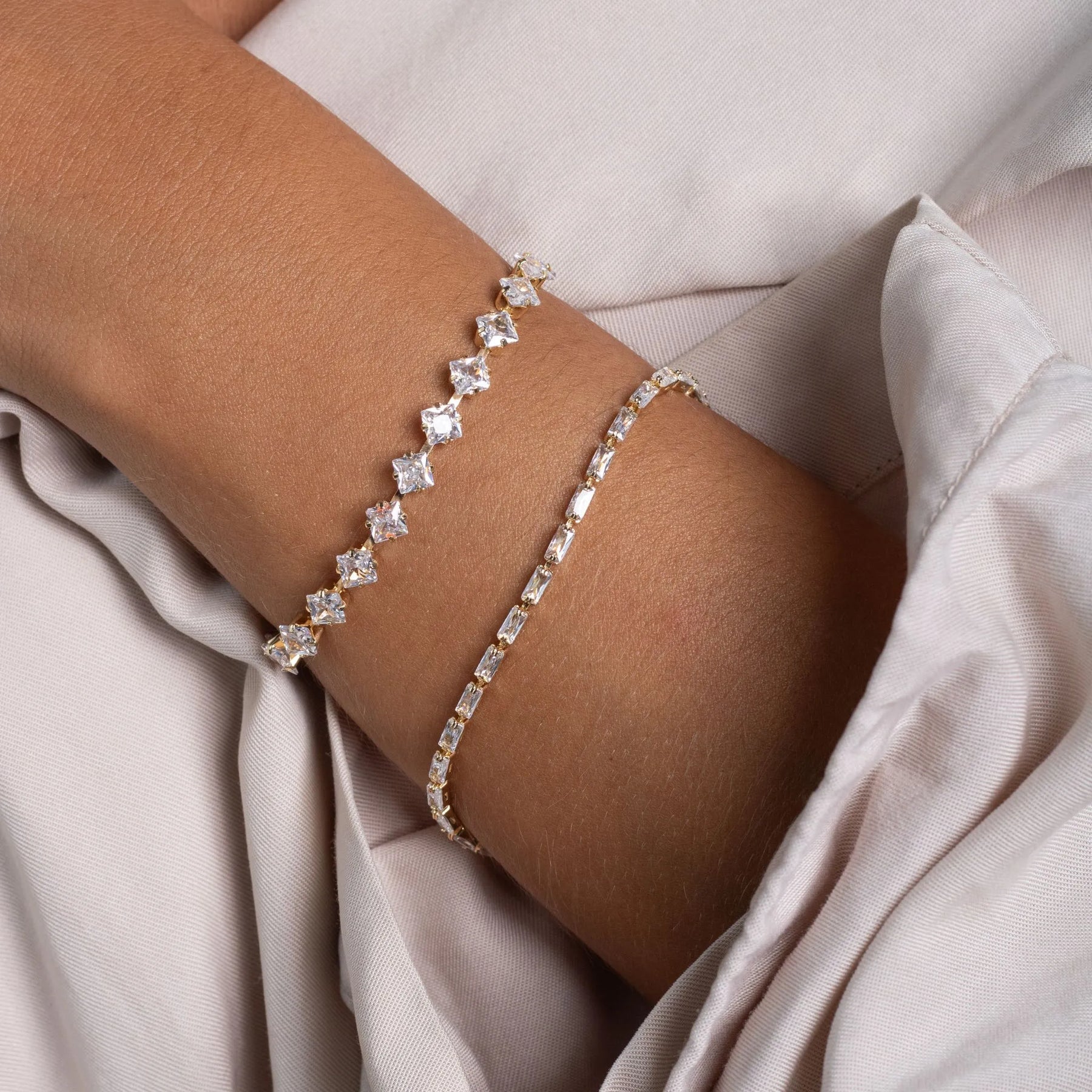 Pulseira Riviera Baguete Ouro 18k