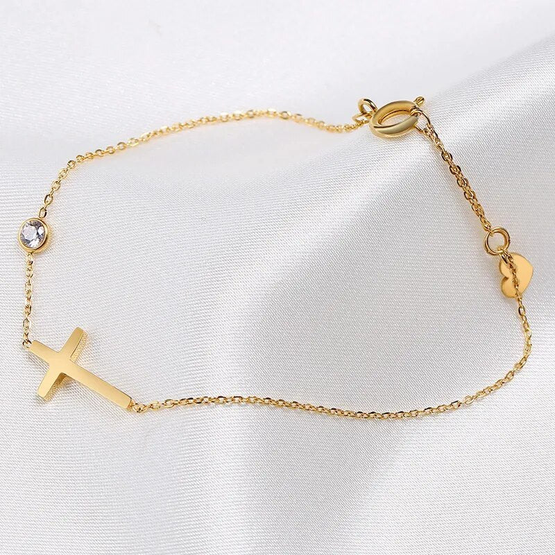 Pulseira Cross Shine Banhada a Ouro 18k