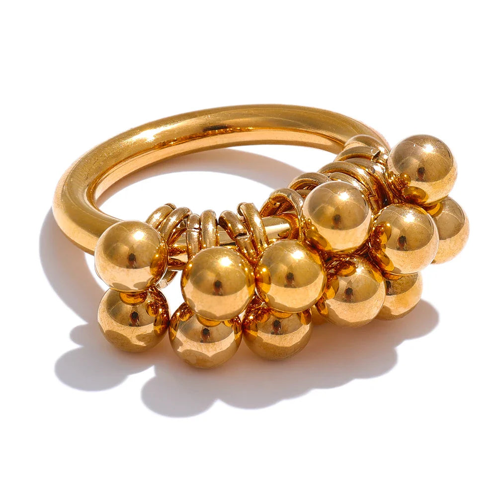 Anel Esferas Dourado 18K