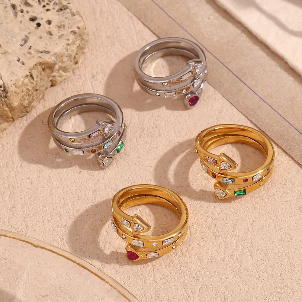 Anel Coração e Seta com Zircônia Banhado a Ouro 18K