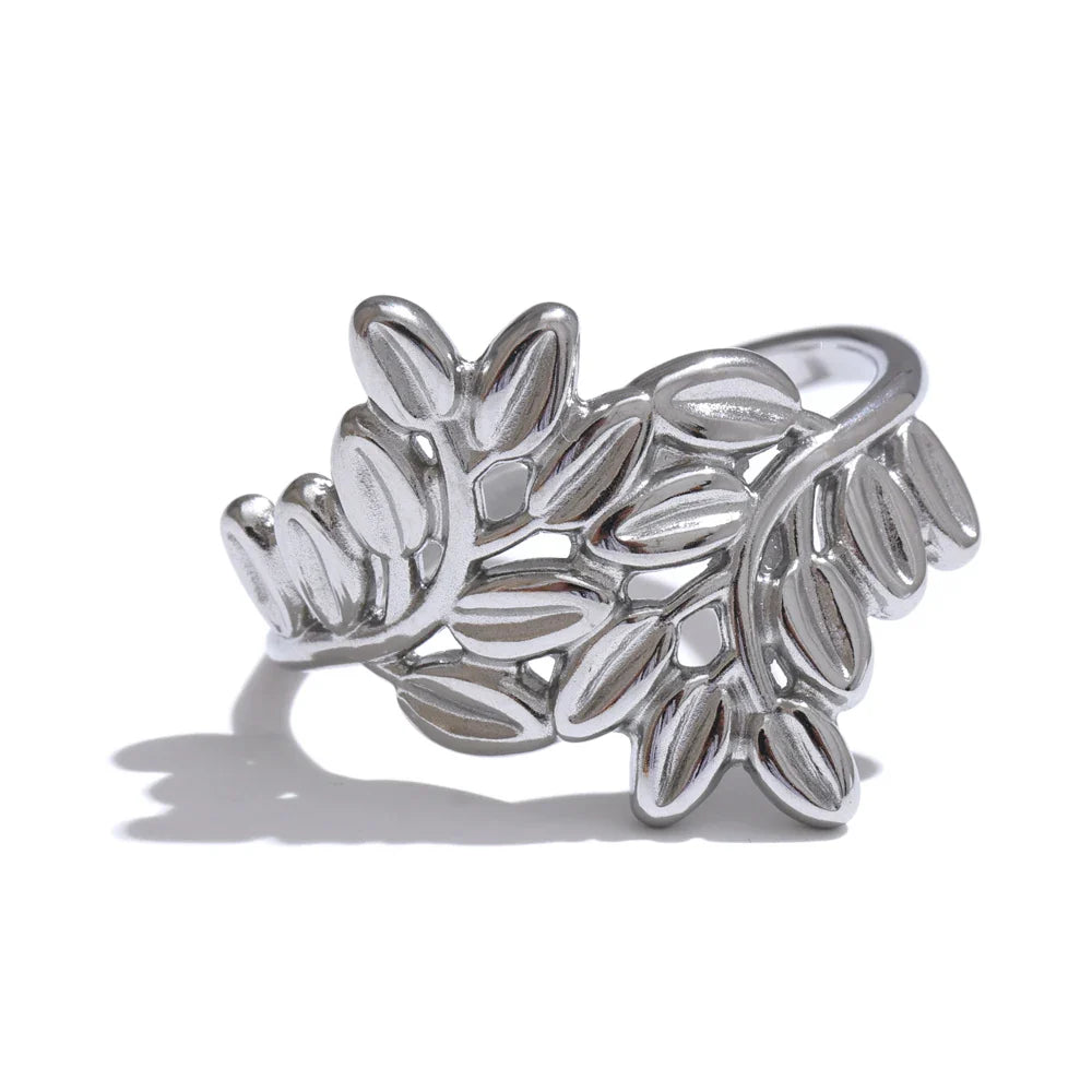 Anel Folhas Banhado a Ouro 18K