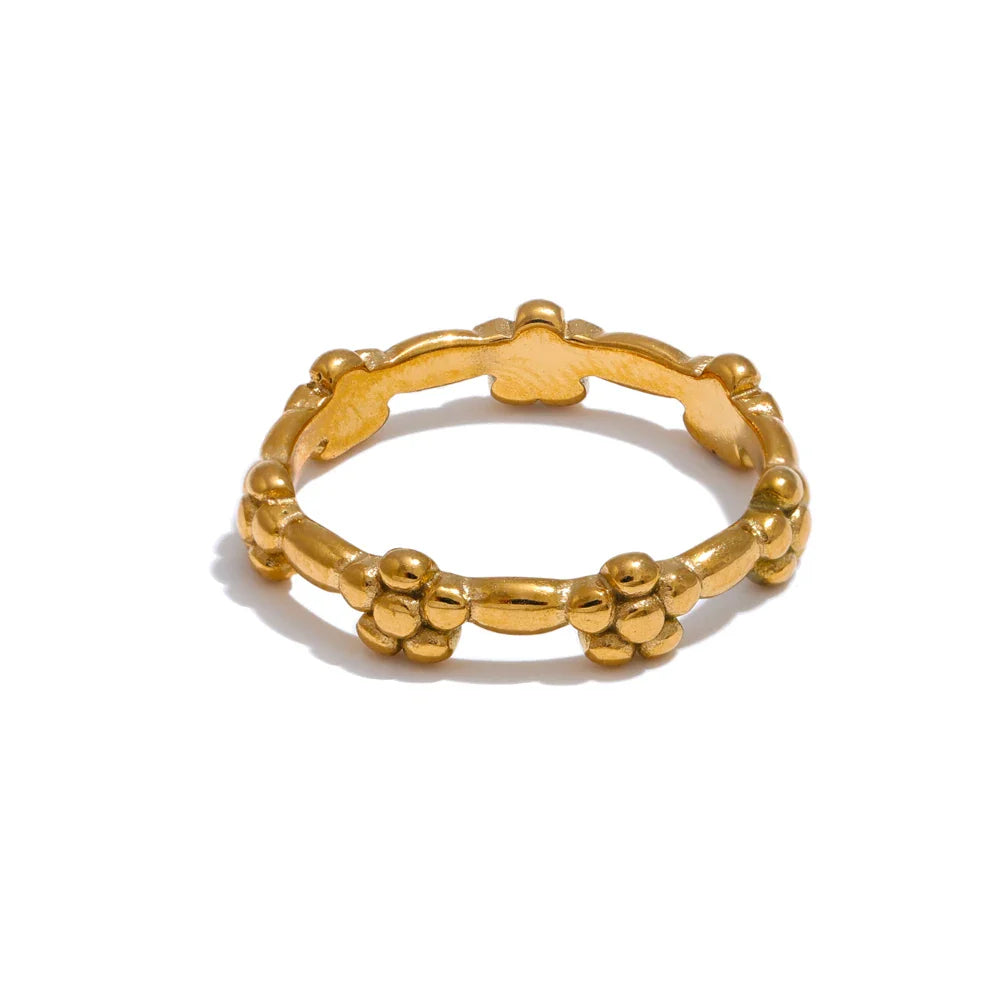 Anel Flor Fino Dourado 18K