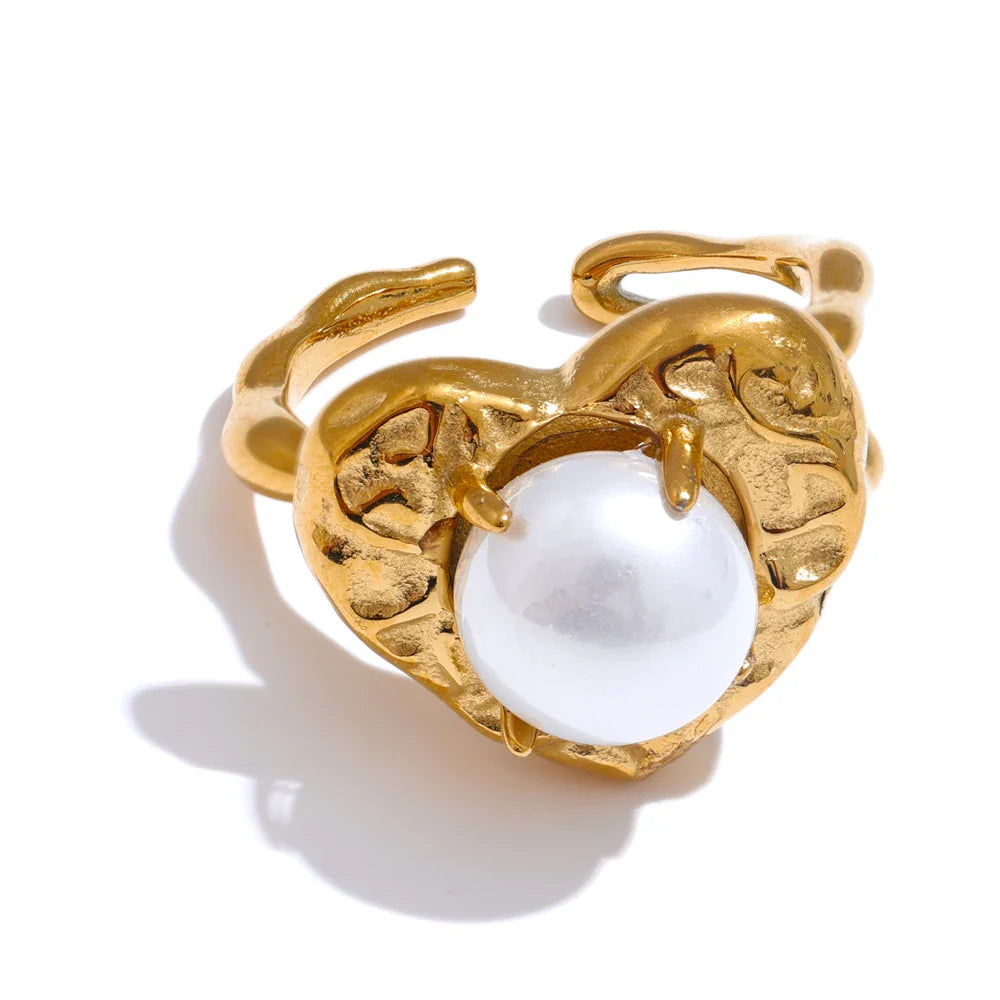 Anel Encanto de Pérola com Banho de Ouro 18k