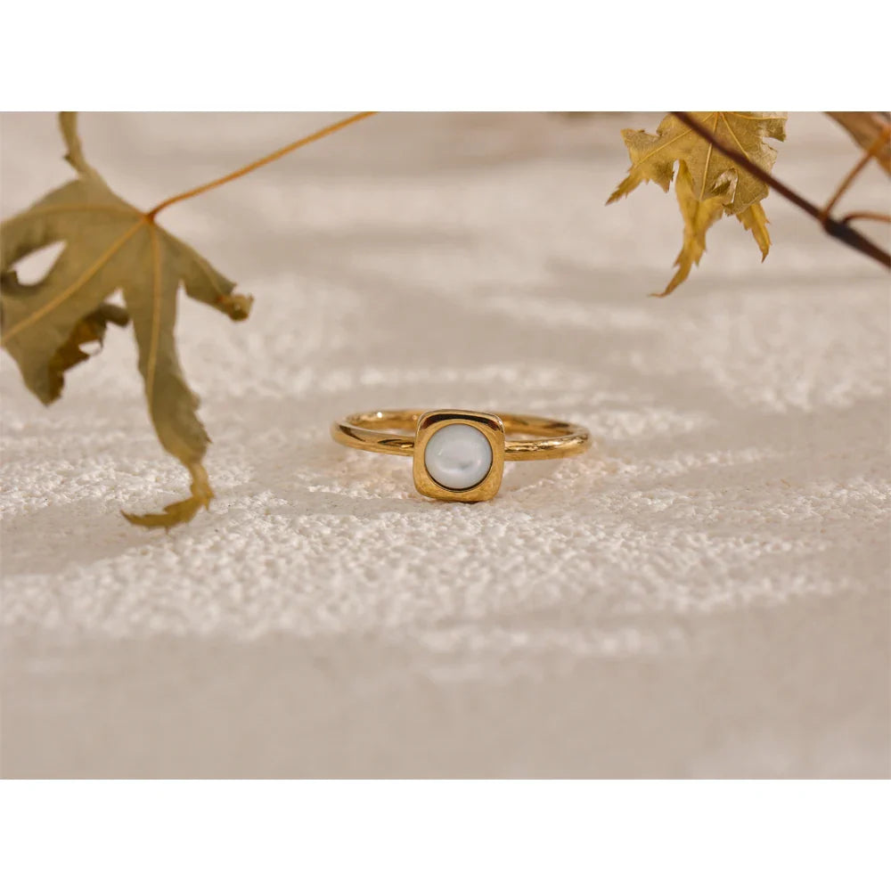 Anel Fino Concha Natural Ouro 18K