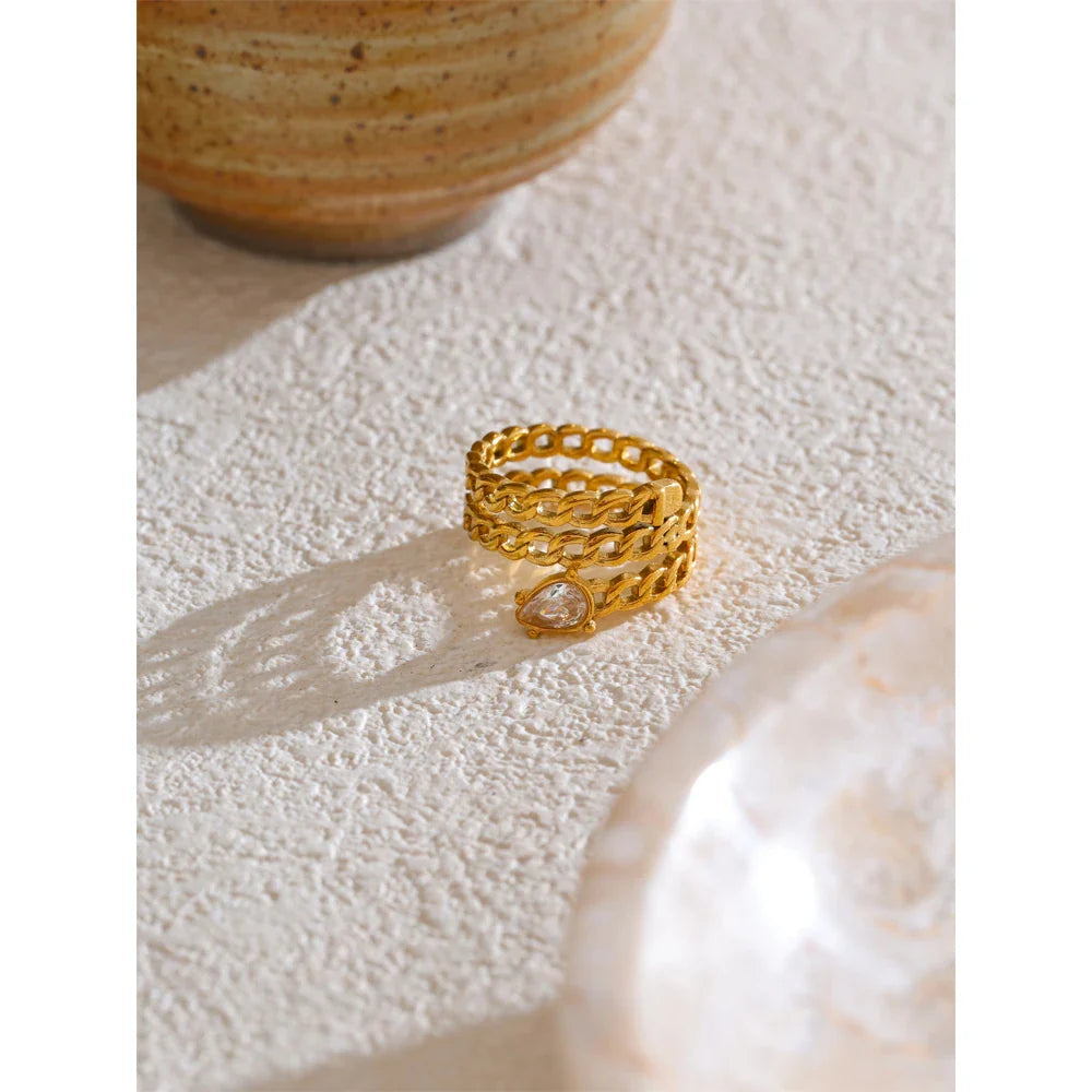 Anel Cobra Ajustável Banhado a Ouro 18K