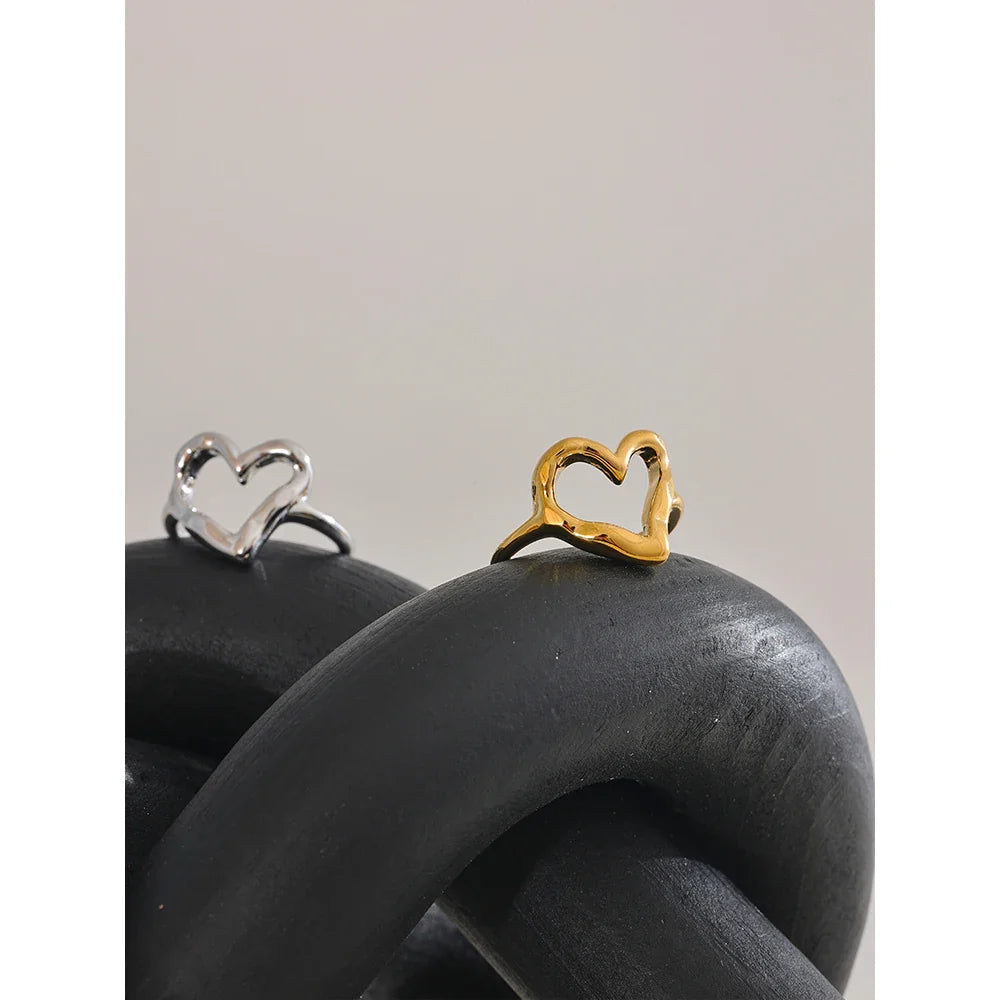 Anel Ajustável Coração Banhado a Ouro 18K