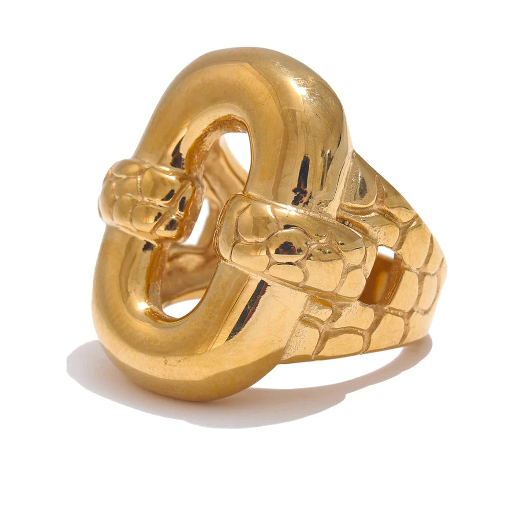 Anel Geométrico Textura Ouro 18k