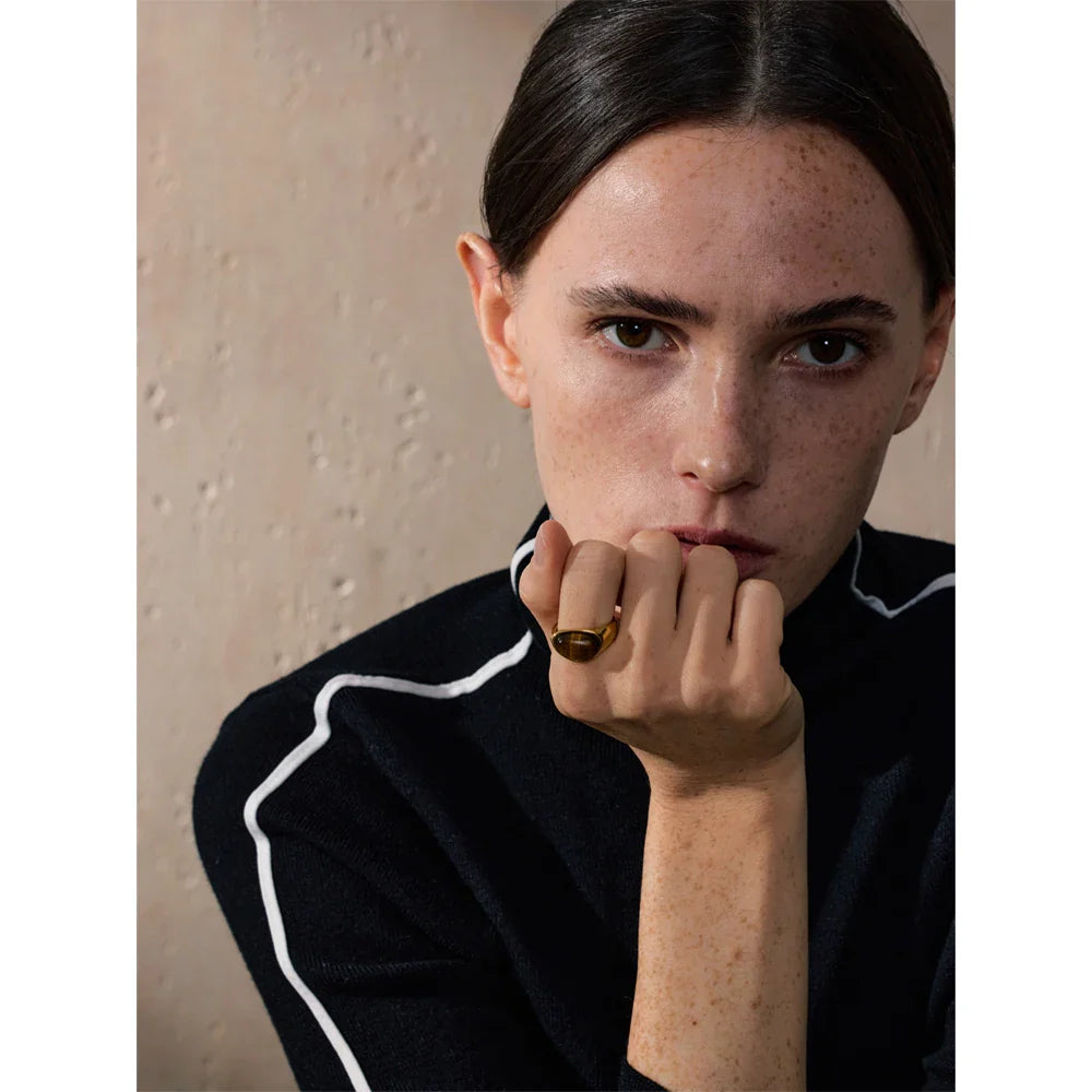 Anel Aberto Pedra Natural Ouro