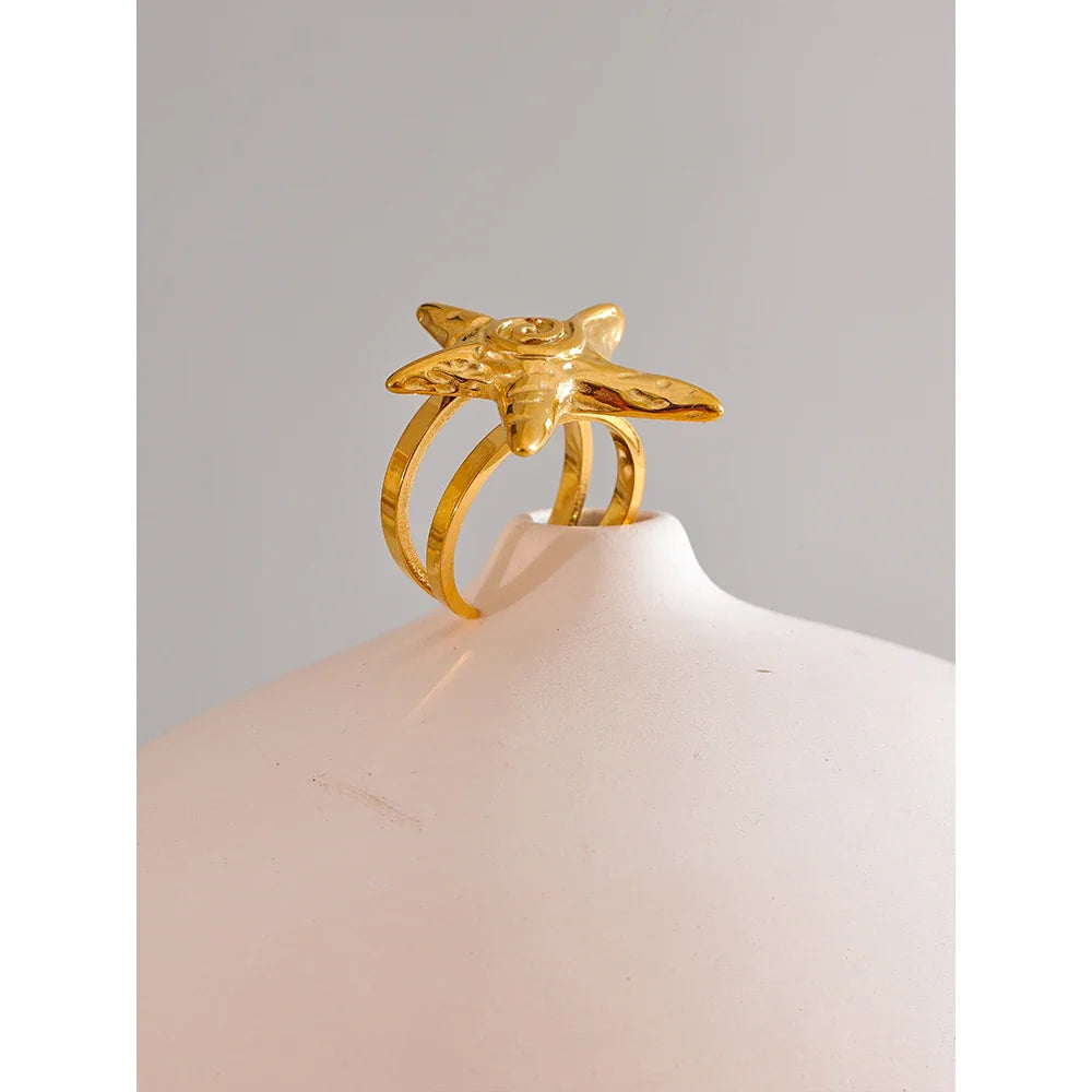 Anel Estrela do Mar Dourado