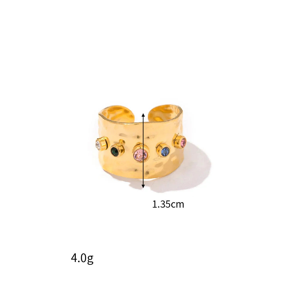 Anel de Declaração com Zircônia Colorida Banhado a Ouro 18K