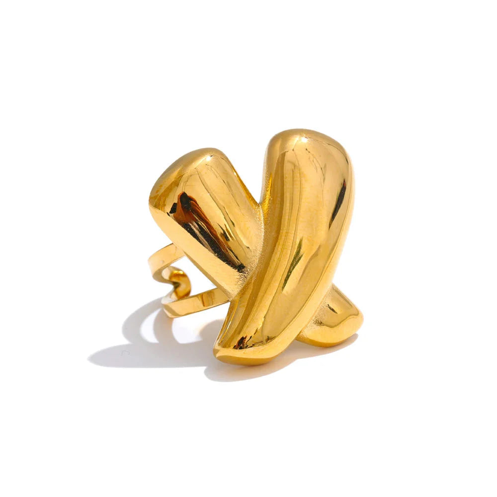 Anel Texturizado Banhado a Ouro 18K