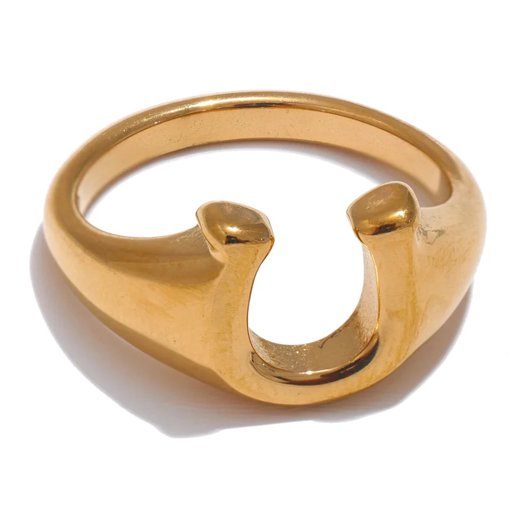 Anel U Textura Ouro 18K