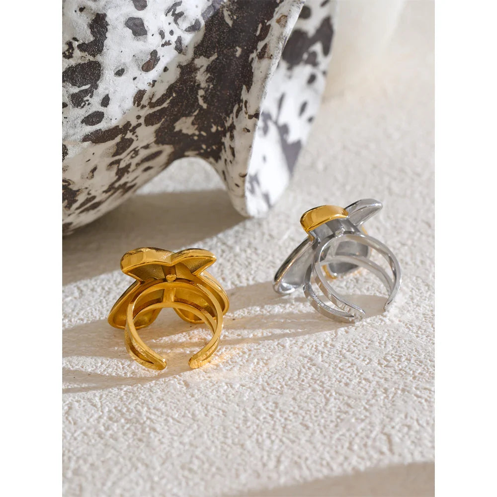 Anel Texturizado Banhado a Ouro 18K