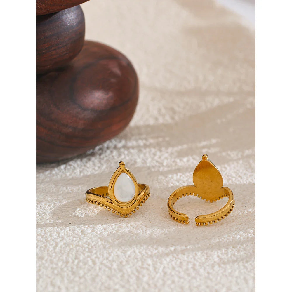 Anel Ajustável Ouro 18K com Amazonite