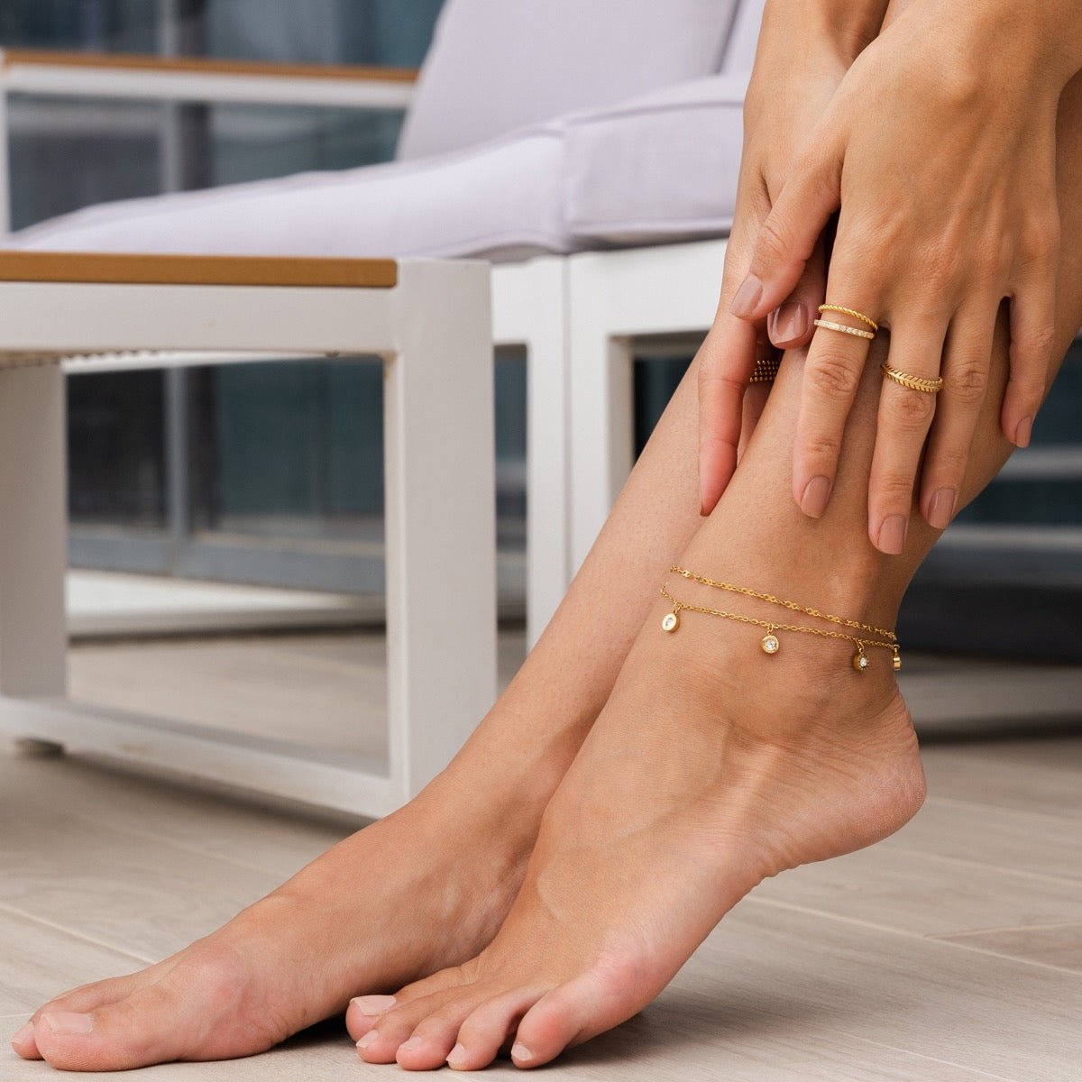 Tornozeleira Atlas Dourada – Zircônia Banhado