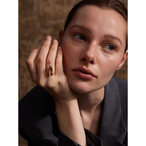 Anel Ajustável Banho Ouro Aço Inox