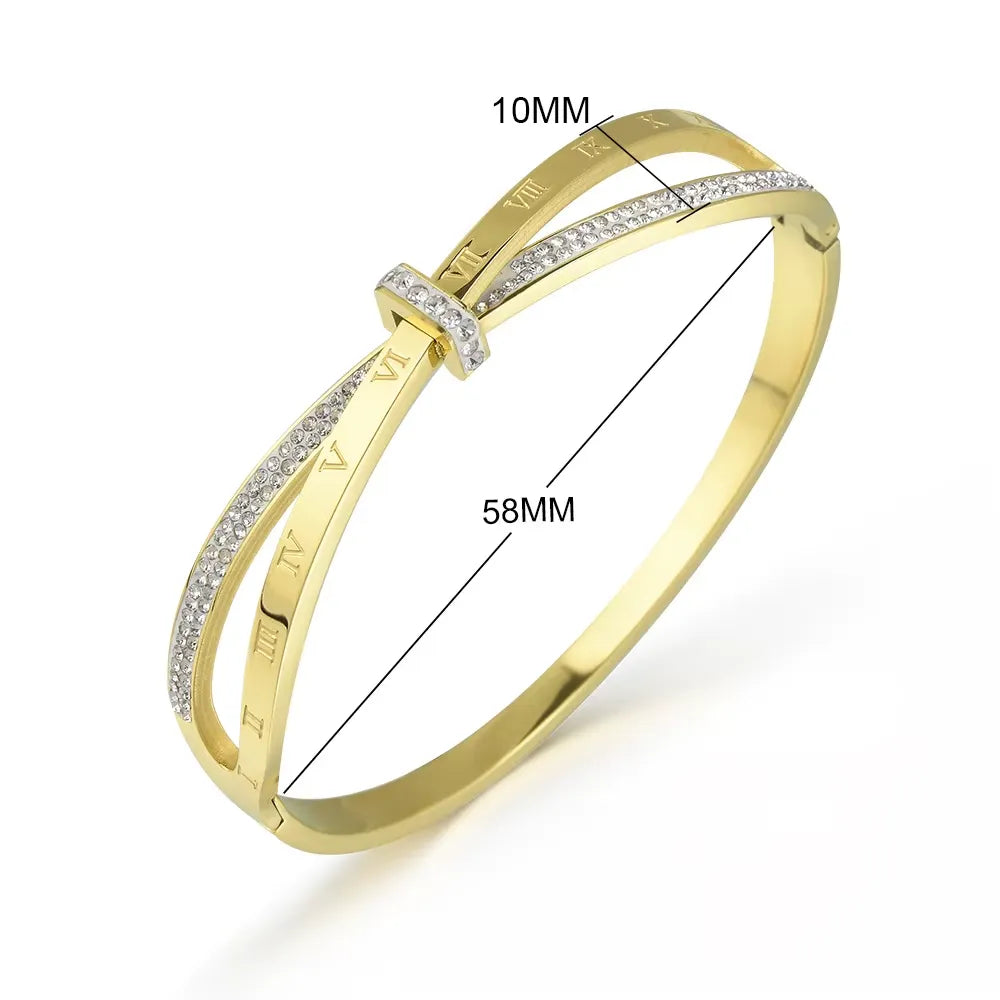 Bracelete Romano Brilhante Banhado em Ouro 18k