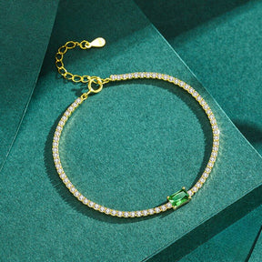 Pulseira Esmeralda Zircônias Ouro 18k