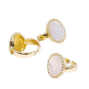 Anel Feminino Geométrico com Pérola Ajustável