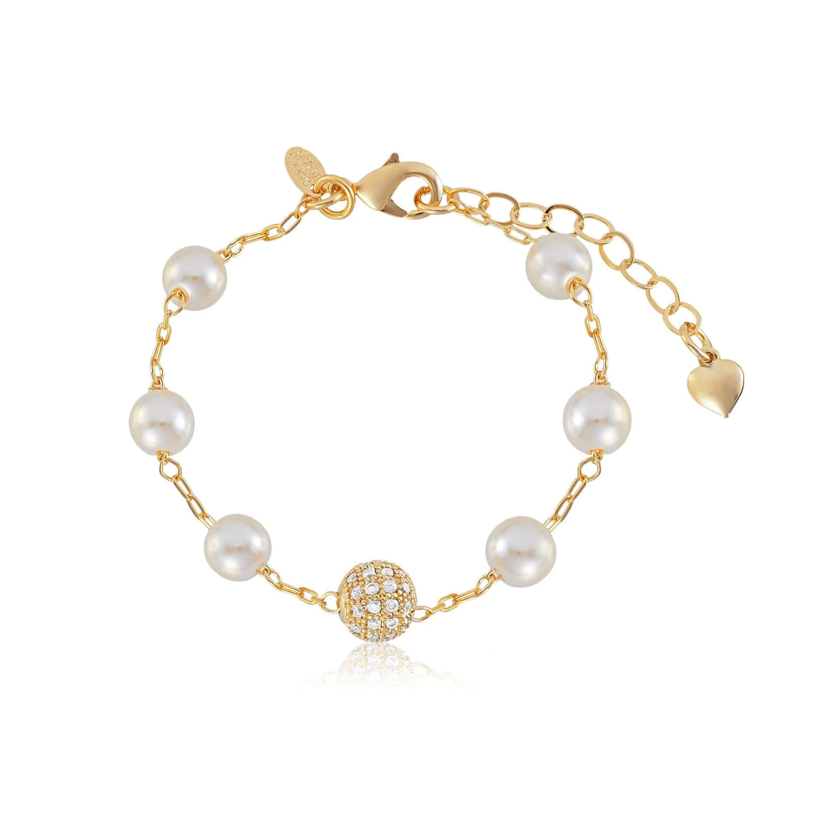Pulseira Pérolas e Esfera Ouro