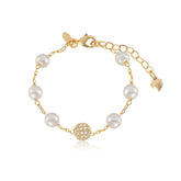 Pulseira Pérolas e Esfera Ouro