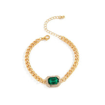 Pulseira em Elos com Esmeralda Banhada a Ouro 18k