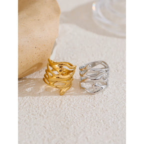 Anel Geométrico Elegante – Ouro 18K Valentina