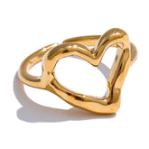 Anel Ajustável Coração Banhado a Ouro 18K