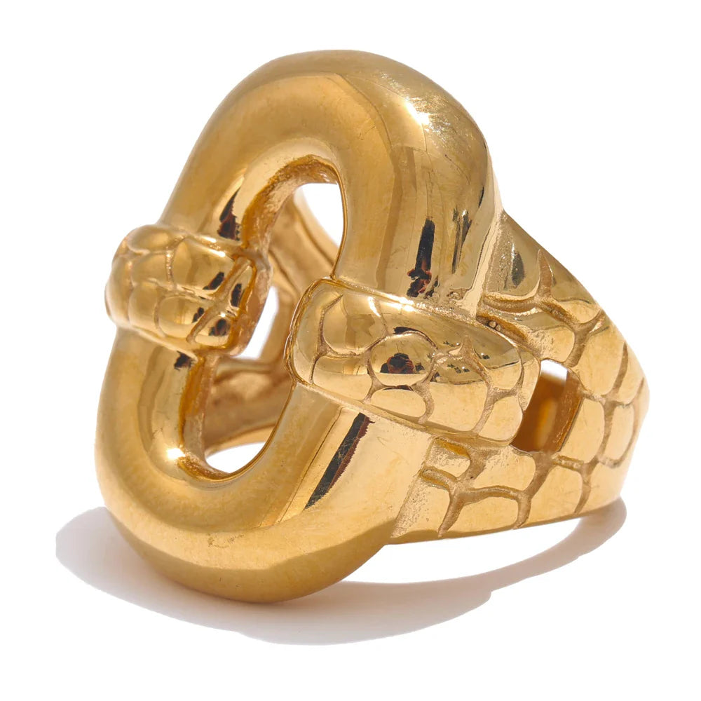 Anel Geométrico Textura Ouro 18k