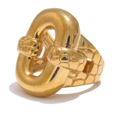 Anel Geométrico Textura Ouro 18k