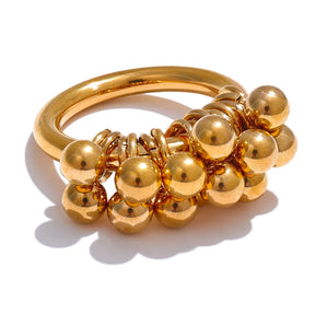 Anel Esferas Dourado 18K