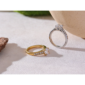 Anel de Noivado Brilhante com Zircônia Cúbica