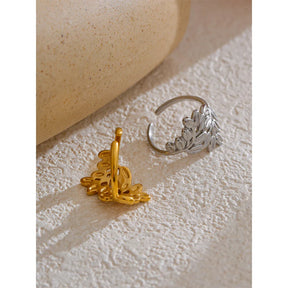 Anel Folhas Banhado a Ouro 18K