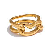 Anel Geométrico Coração Banhado a Ouro 18K