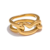 Anel Geométrico Coração Banhado a Ouro 18K