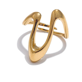 Anel Ajustável Banho Ouro Aço Inox