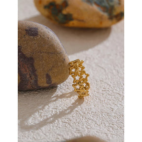 Anel Estrela Oco Ajustável Ouro 18K — Brilhe sem Esforço