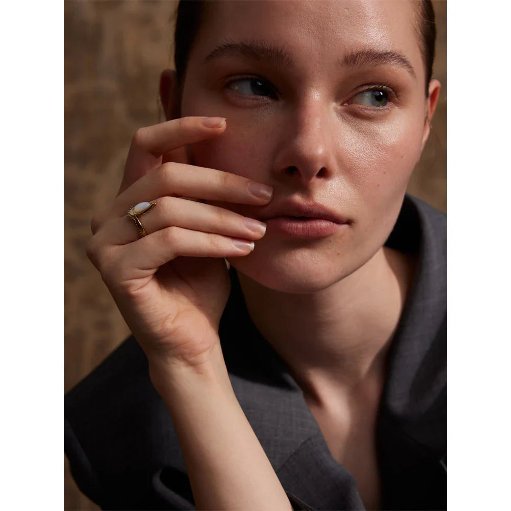 Anel Ajustável Ouro 18K com Amazonite