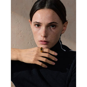 Anel Aberto Pedra Natural Ouro