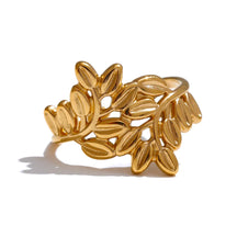 Anel Folhas Banhado a Ouro 18K