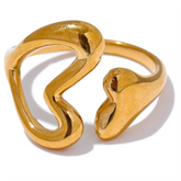 Anel Coração Oco Dourado 18k