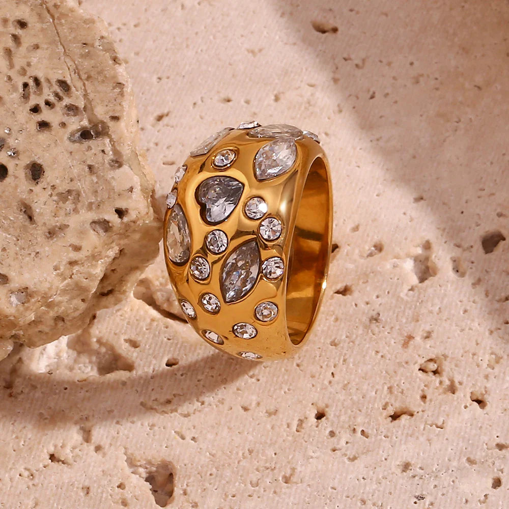 Anel Luxo Zircão Ouro 18K