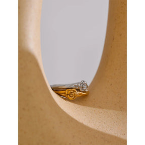 Anel Rosa Dourado 18K