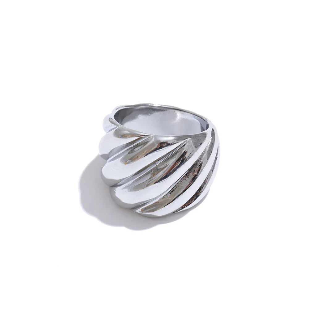 Anel Geométrico Relevo Dourado 18K