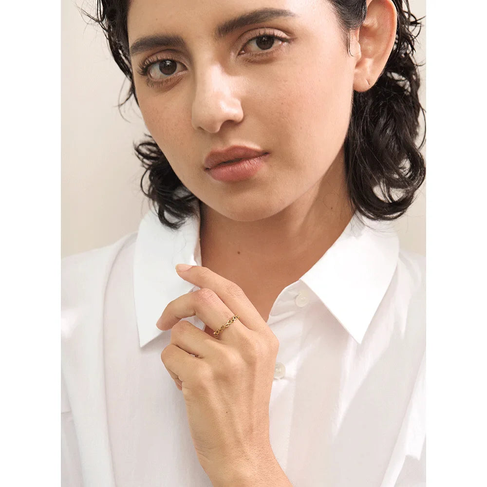 Anel Coração Fino Banhado a Ouro 18K