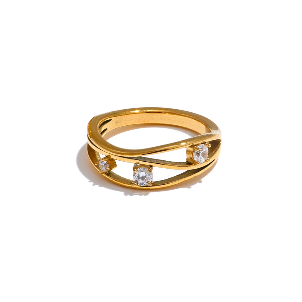 Anel Fashion Zircônia Cúbica Ouro 18K